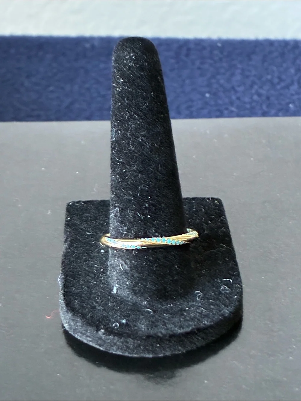 Sterling Silver 925 Twisted Band Ring with Turquoise Accent Stones Sz 8